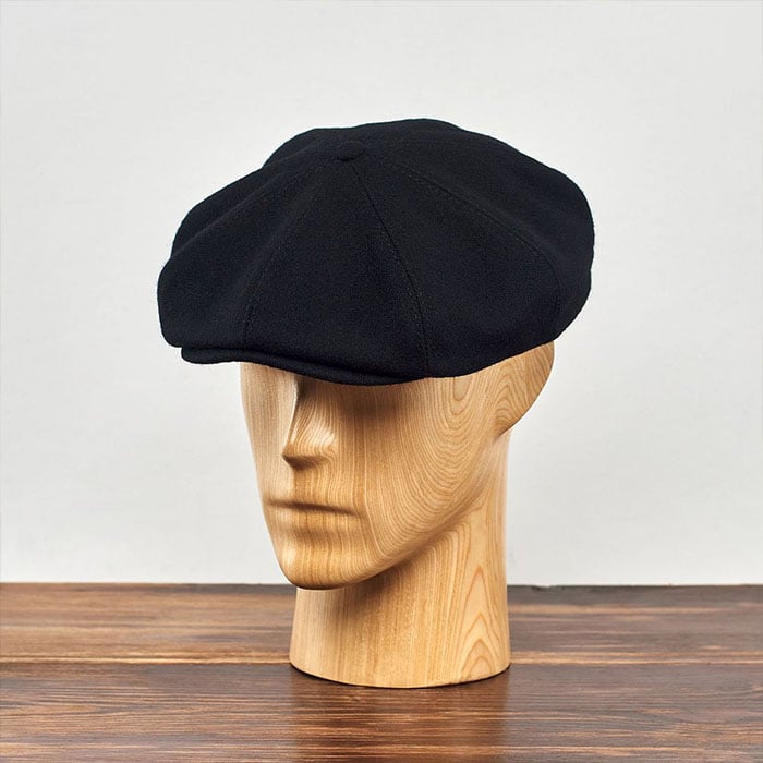 Peaky Blinders Scottish Harris Tweed 8 Panels Man Cap Black