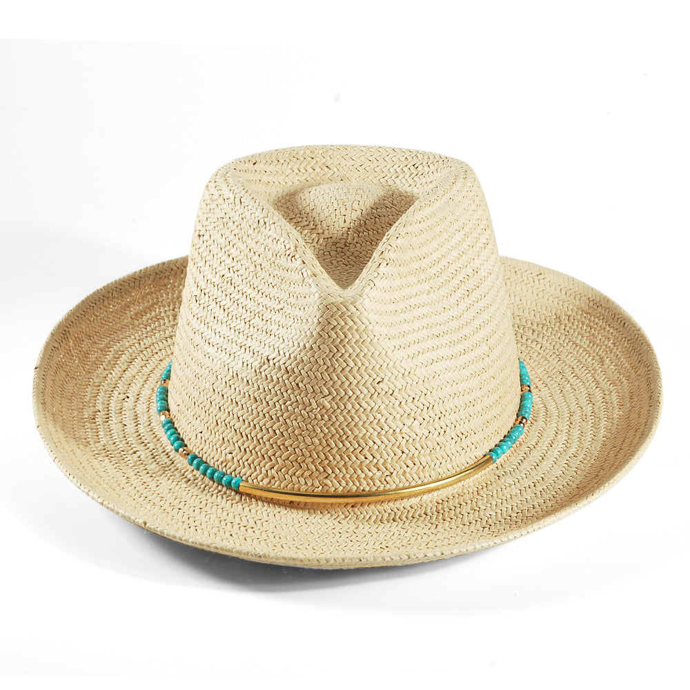 Geoffery Straw Fedora Hat – Beige(Includes All The Accessories)