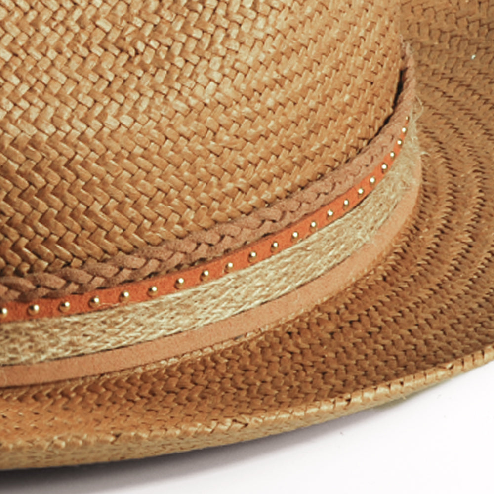 Geoffery Straw Fedora Hat – khaki (Includes All The Accessories)