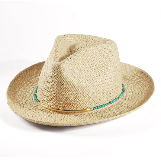 Geoffery Straw Fedora Hat – Beige(Includes All The Accessories)