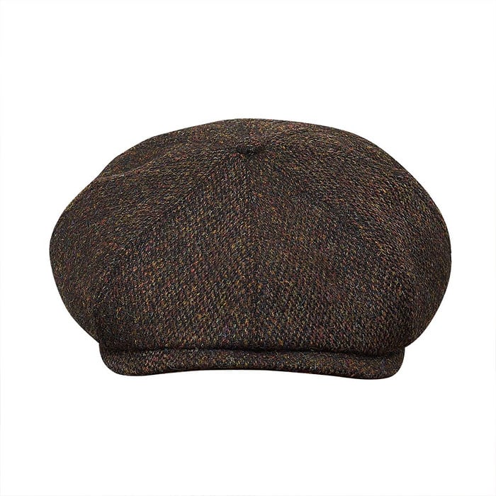 PEAKY CAPS Scottish Harris Tweed 8 Panels Man Cap Brown