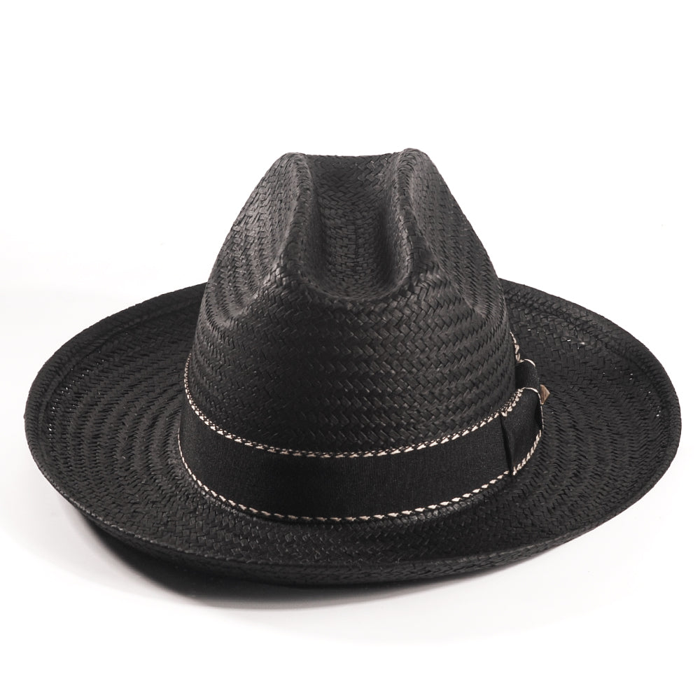 Fedora Straw Hat-Black