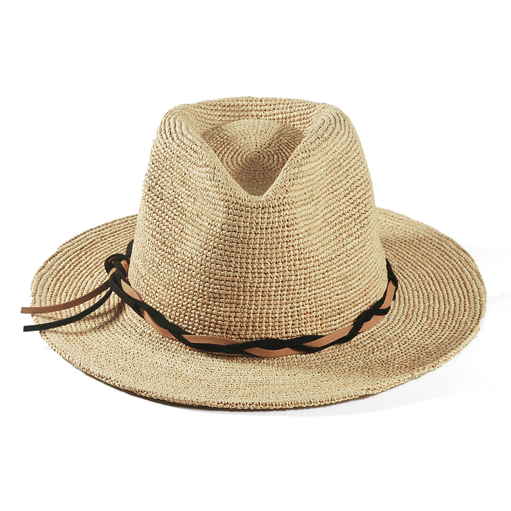 Can be rolls up for packing-Goorin Raffia Haze Fedora