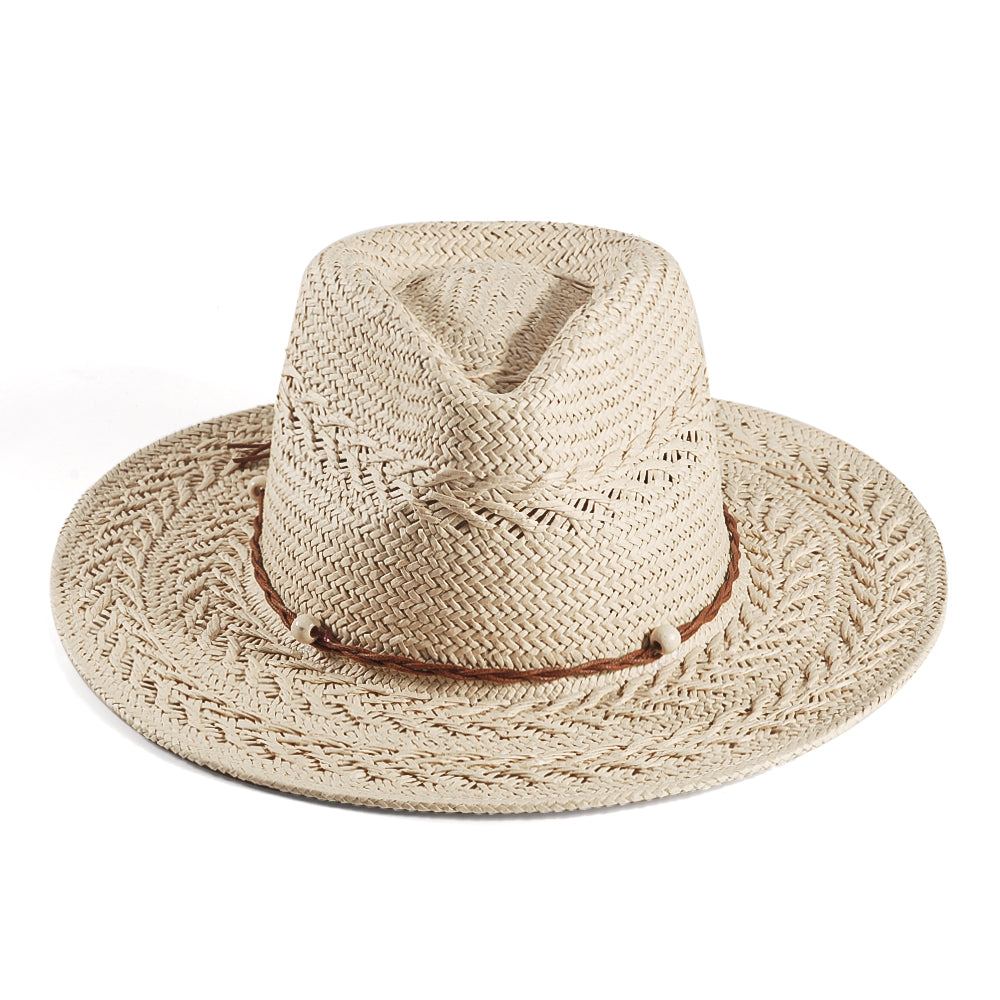 Fedora Straw Hat-Beige