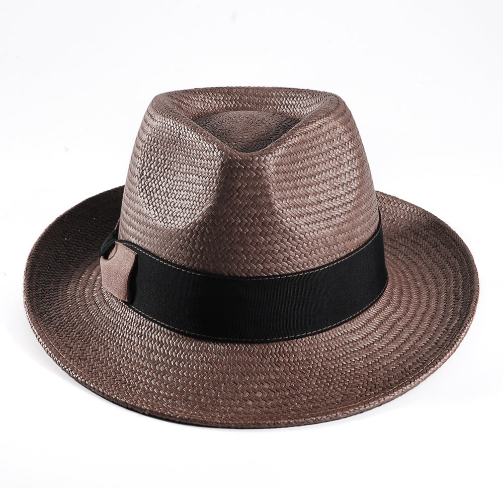 Geoffery Panama Straw Fedora Hat –Coffee (Includes All The Accessories)