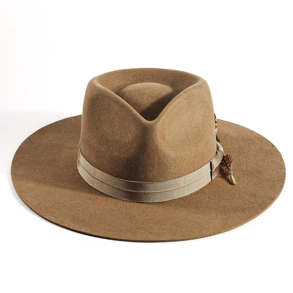 Fedora Felt Hat-Khaki