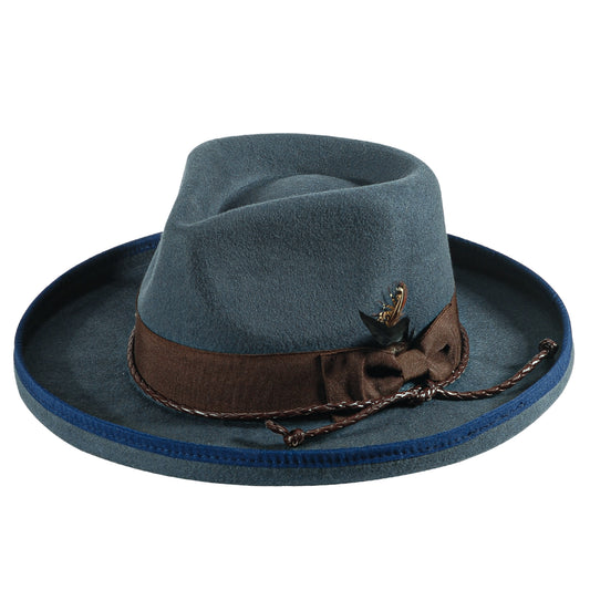 Western Fodora Felt Hat-Blue (Includes All The Accessories)