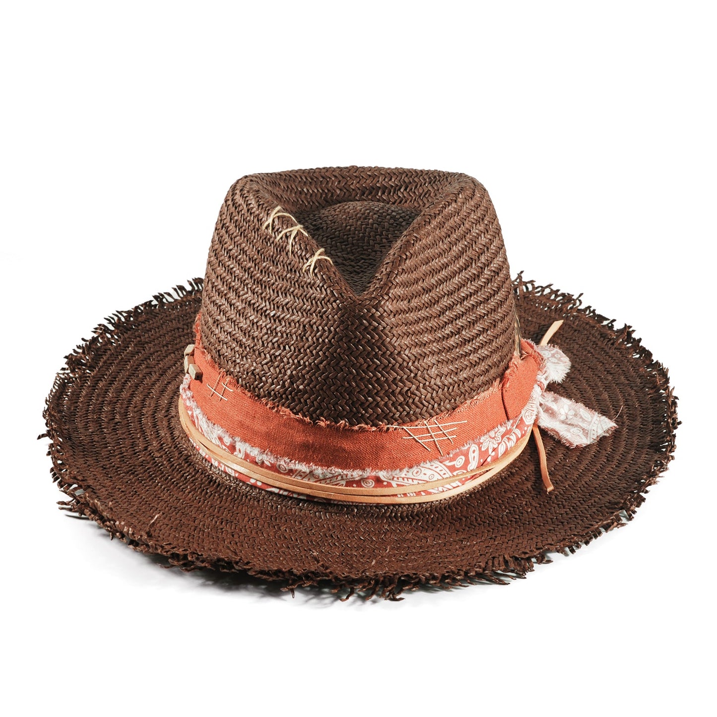 Geoffery Straw Fedora Hat –Toffee (Includes All The Accessories)