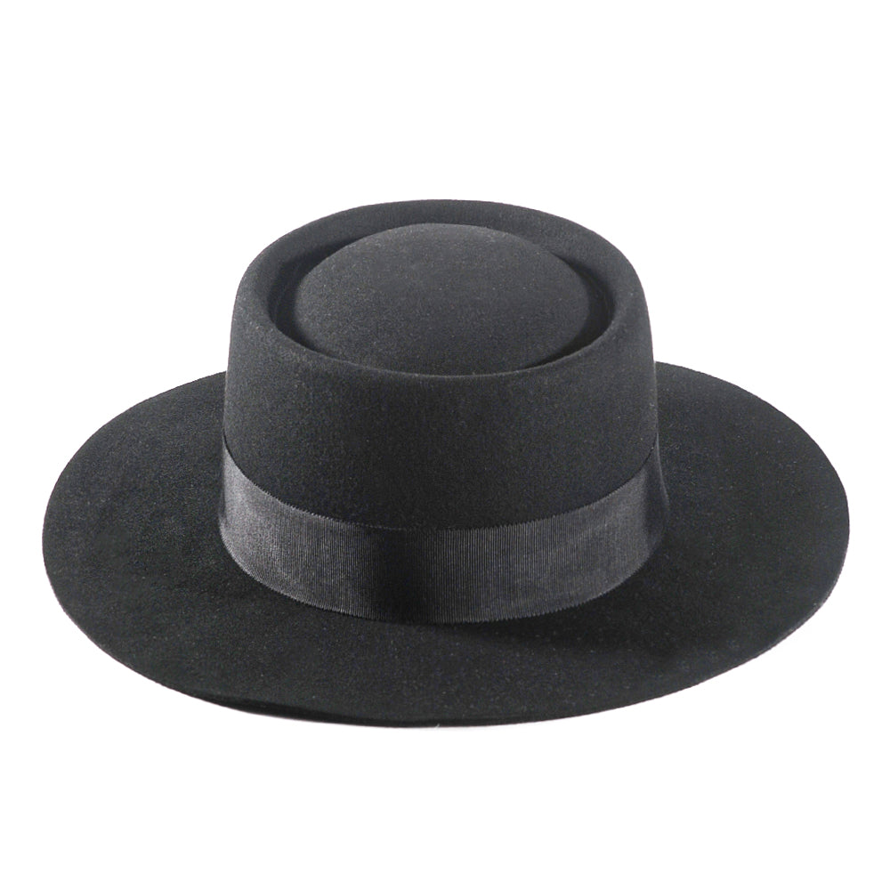 Rounded Felt Hat-Black