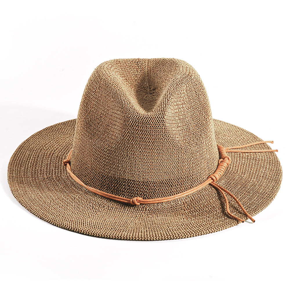 Can be rolls up for packing-Wide Brimmed Straw Hat