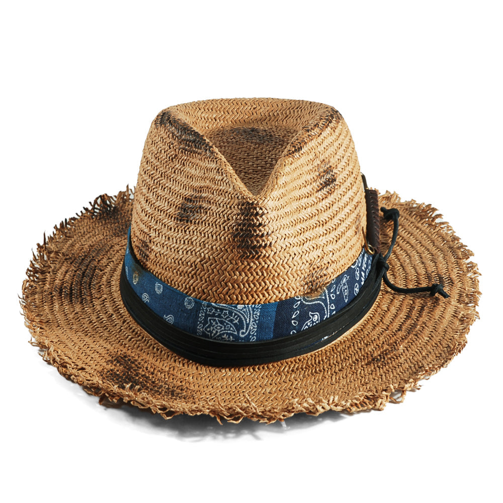 Geoffery Straw Fedora Hat – Khaki (Includes All The Accessories)