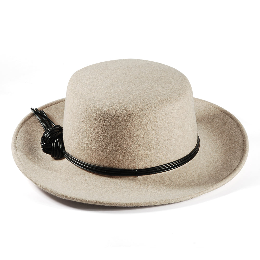 Rounded Felt Hat-Beige