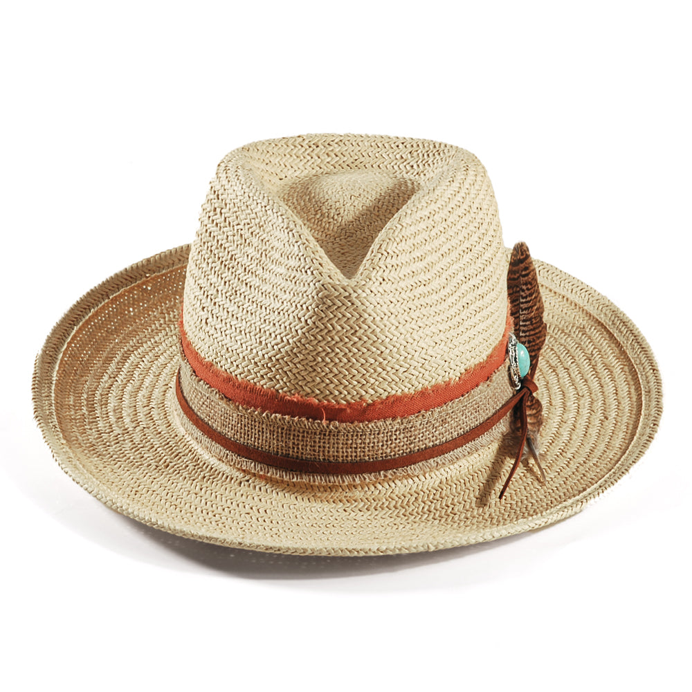 Geoffery Straw Fedora Hat – Beige (Includes All The Accessories)