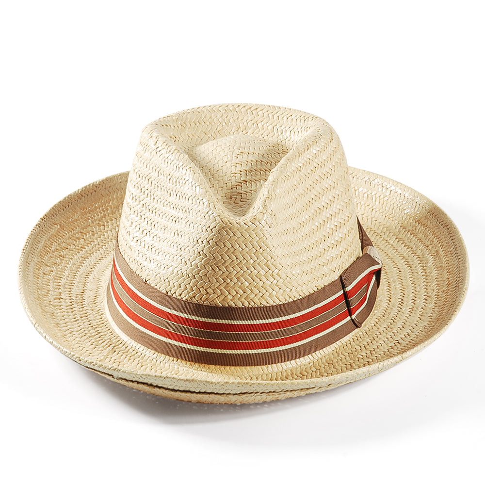 Geoffery Straw Fedora Hat –Beige (Includes All The Accessories)