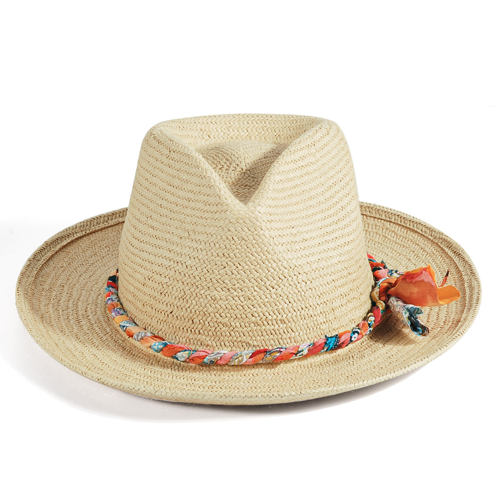 Geoffery Straw Fedora Hat – Beige (Includes All The Accessories)