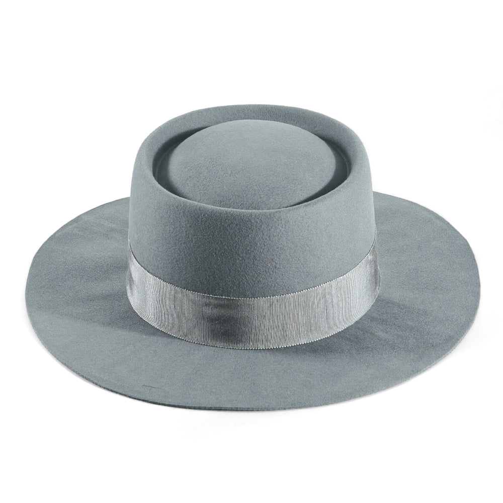 Rounded Felt Hat-Gray