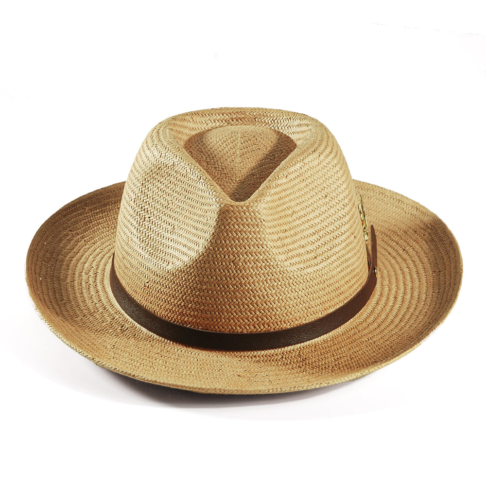 Geoffery Straw Fedora Hat –Khaki (Includes All The Accessories)