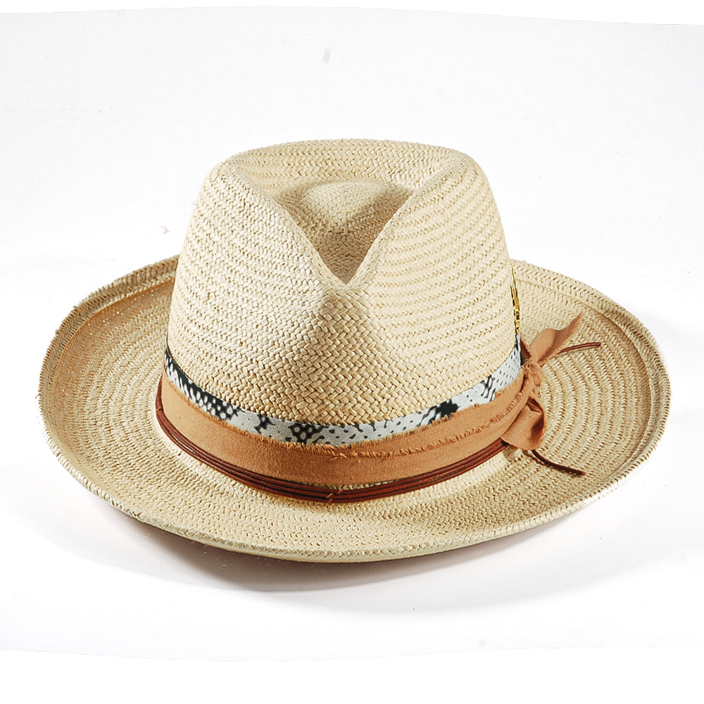 Geoffery Straw Fedora Hat –Beige(Includes All The Accessories)