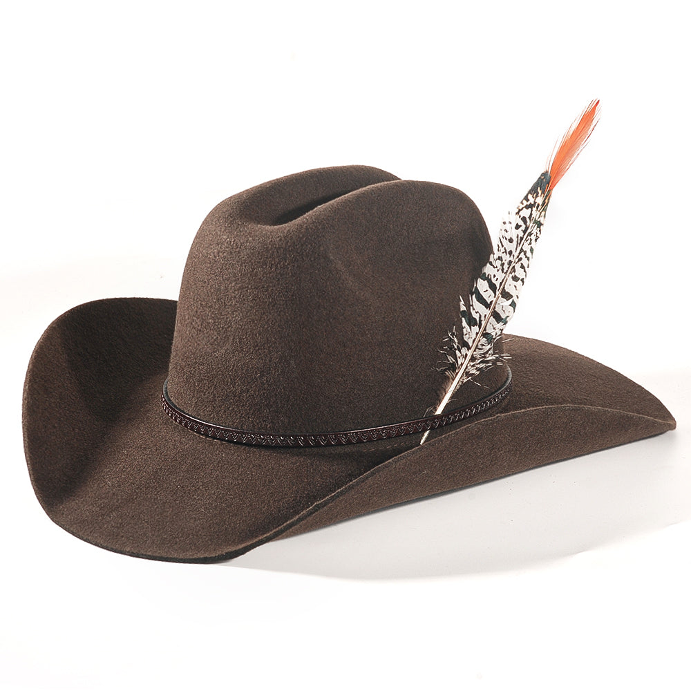 Western Cowboy Felt Hat-Coffee