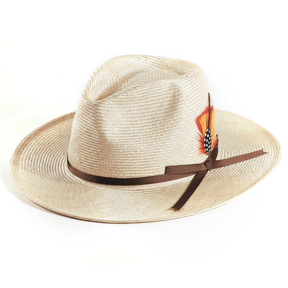 Handcrafted Panama Feather Straw Hat-Beige