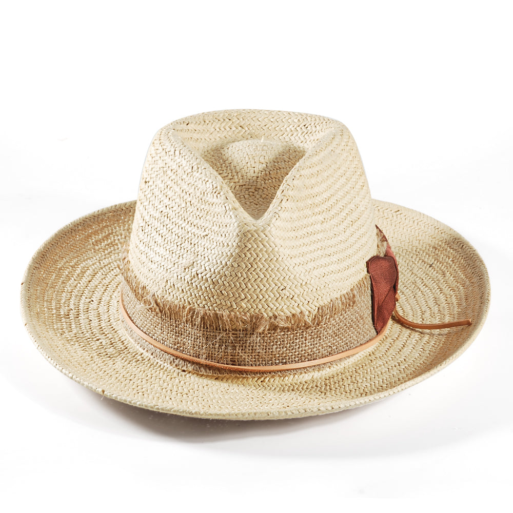 Geoffery Straw Fedora Hat – Beige (Includes All The Accessories)