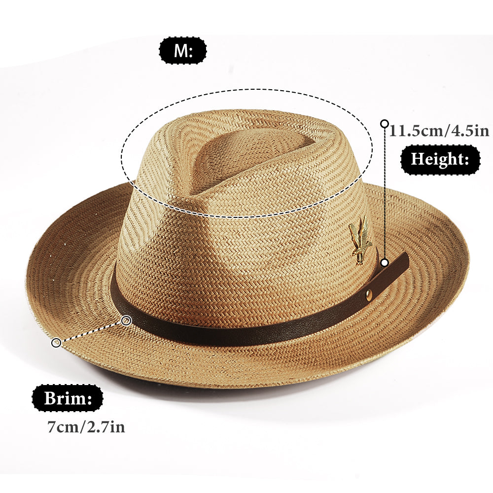 Geoffery Straw Fedora Hat –Khaki (Includes All The Accessories)