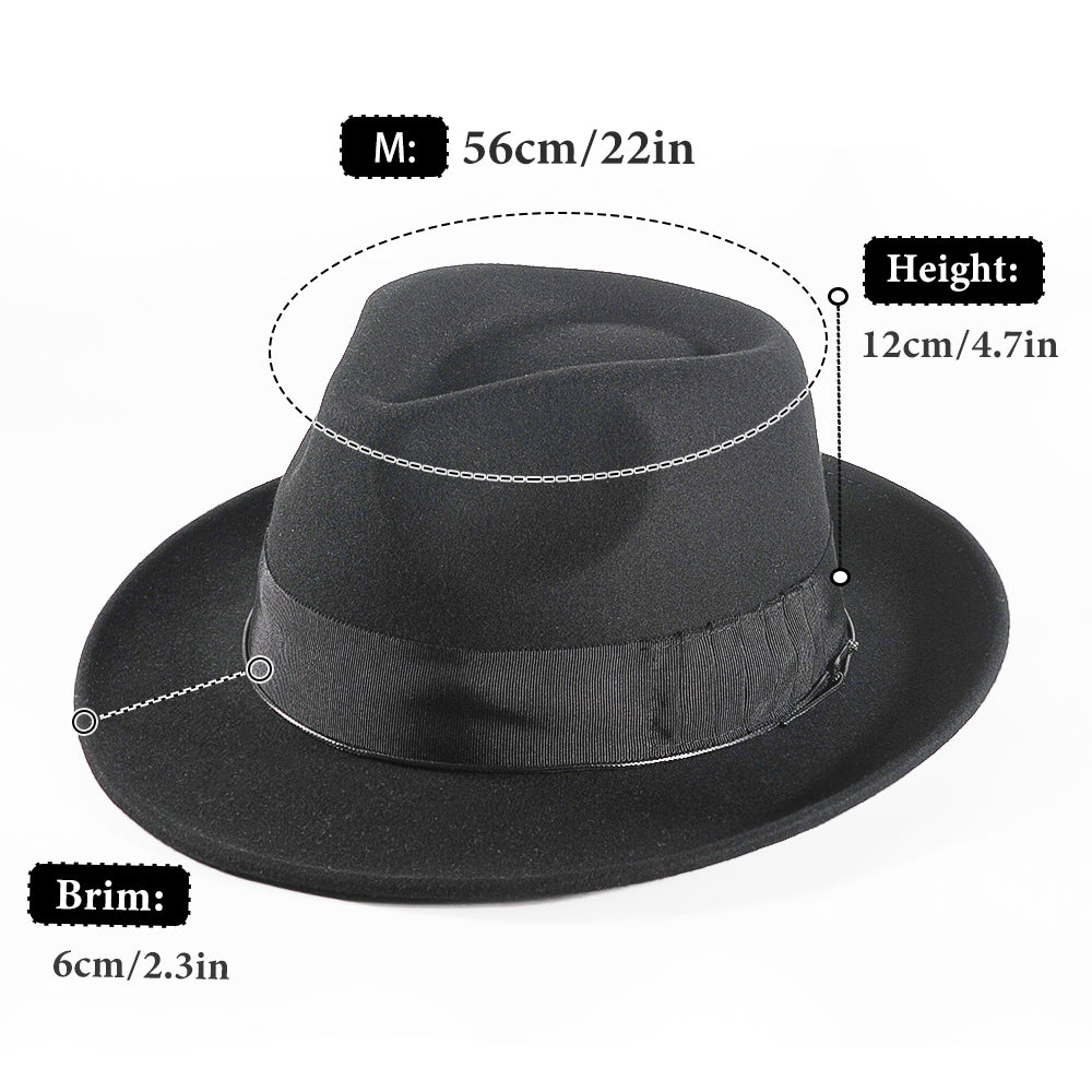 Western Fodora Felt Hat-Black