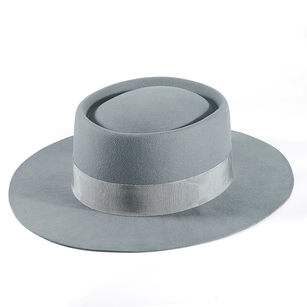 Rounded Felt Hat-Gray