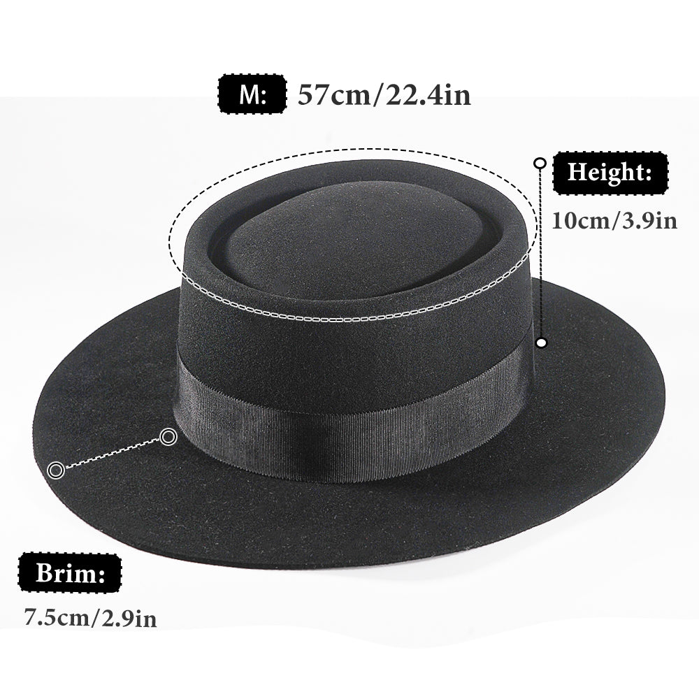 Rounded Felt Hat-Black