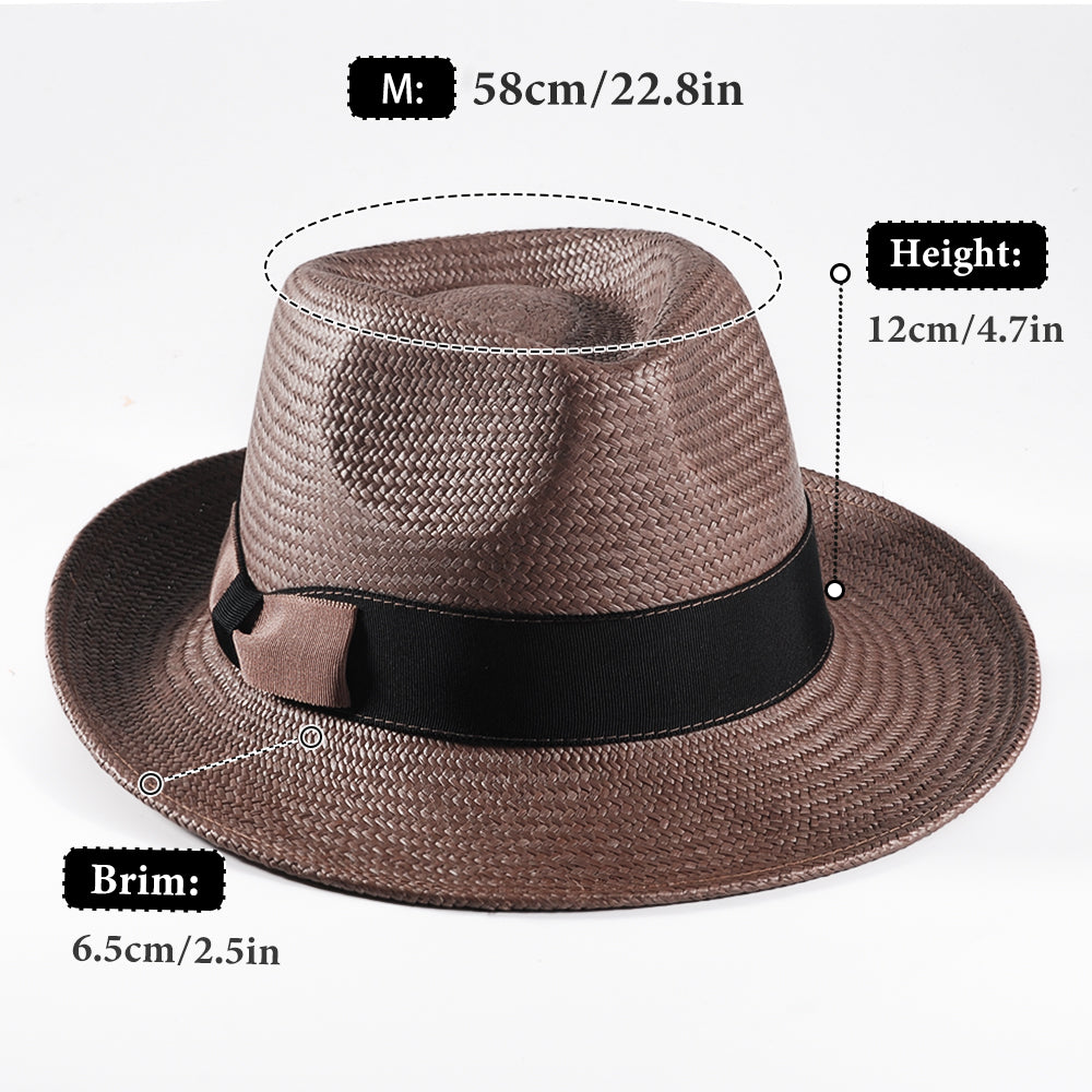 Geoffery Panama Straw Fedora Hat –Coffee (Includes All The Accessories)