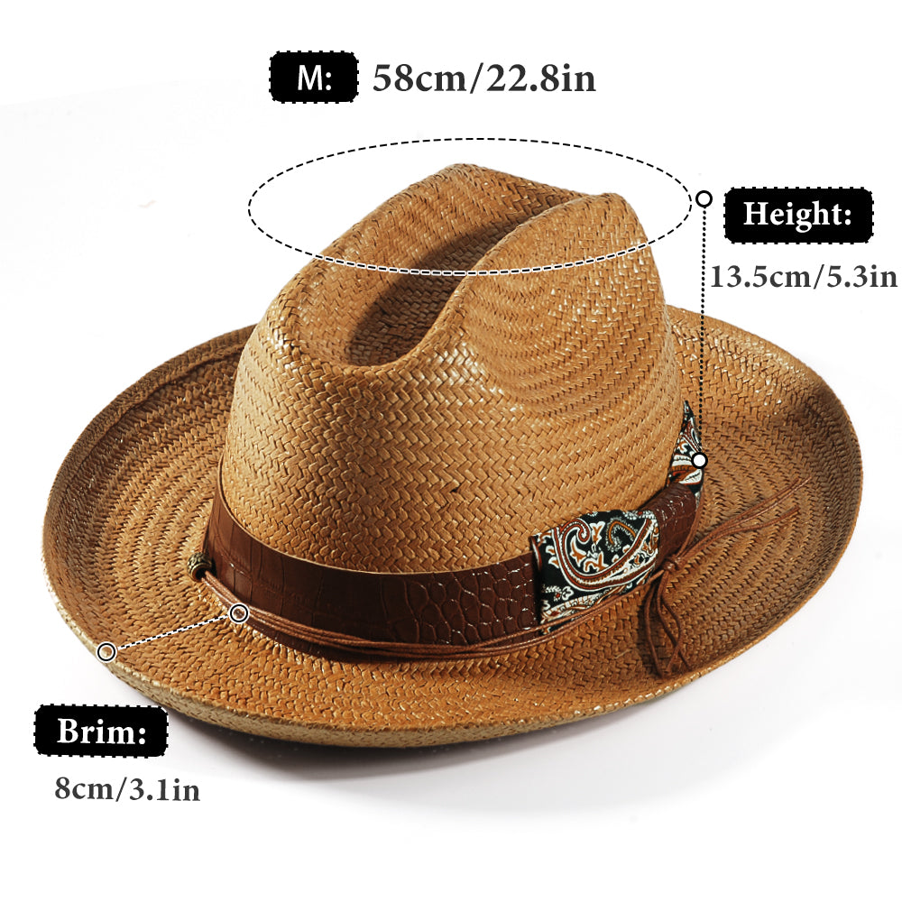 Miller Ranch Fedora Hat - Patriotic Straw–Khaki(Includes All The Accessories)