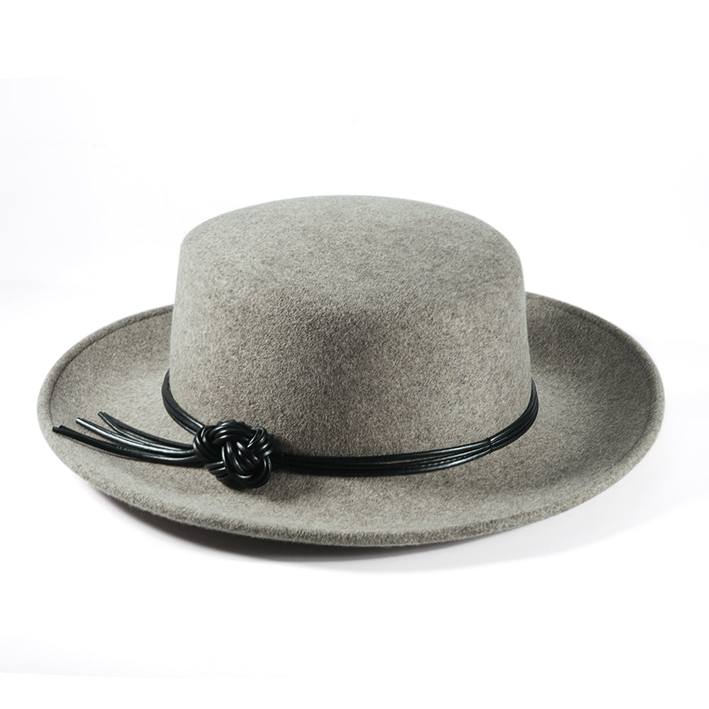 Rounded Felt Hat-Dark Gray