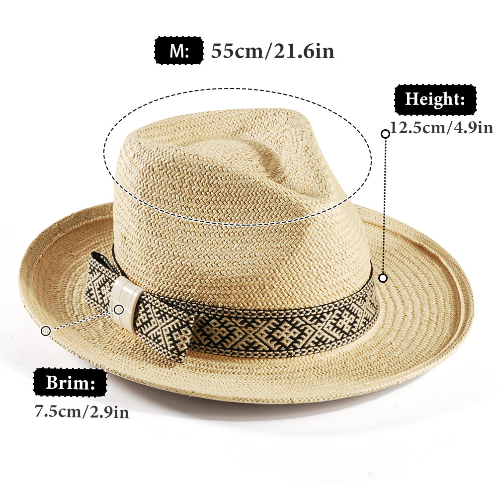 Geoffery Straw Fedora Hat – Beige (Includes All The Accessories)