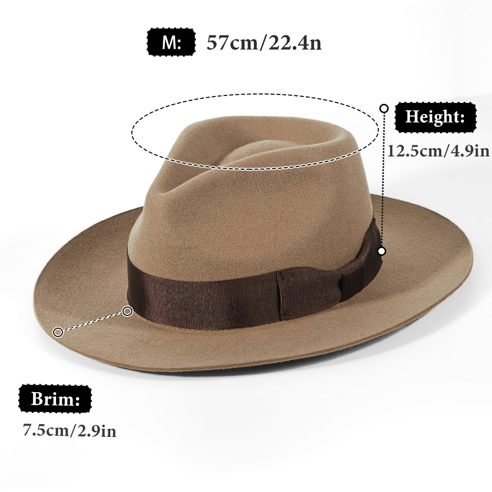 Fedora Felt Hat-Light Tan (Color)