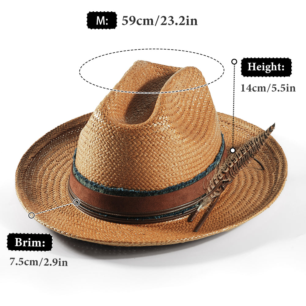 Miller Ranch Fedora Hat - Patriotic Straw–Khaki(Includes All The Accessories)