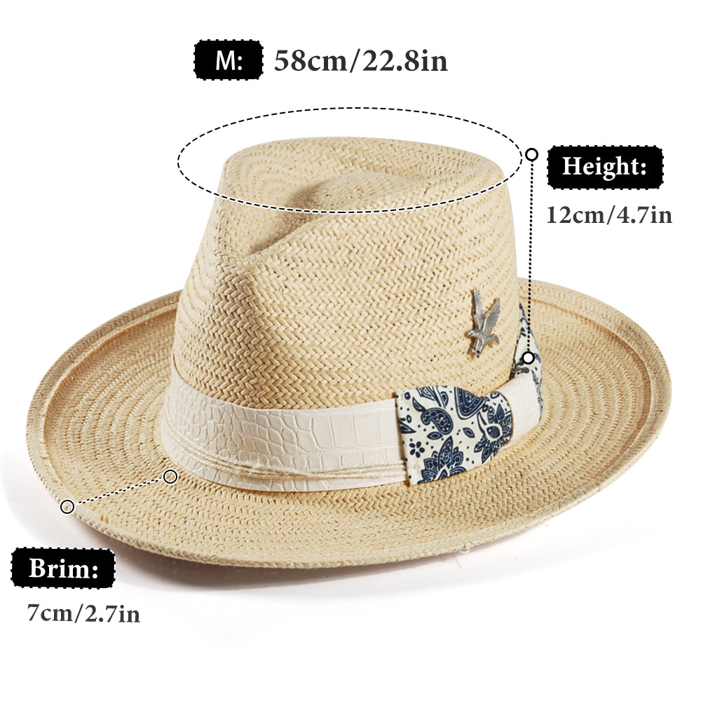 Geoffery Straw Fedora Hat – Beige (Includes All The Accessories)