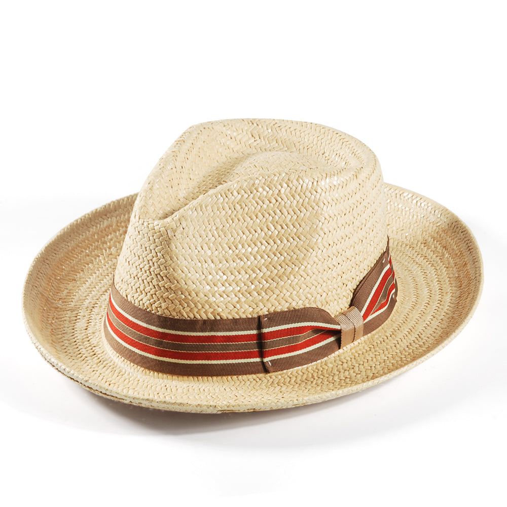 Geoffery Straw Fedora Hat –Beige (Includes All The Accessories)