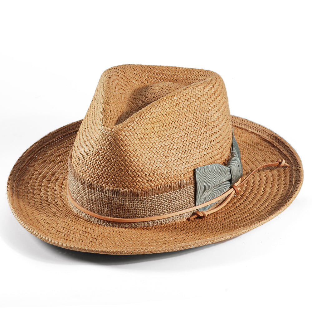 Geoffery Straw Fedora Hat – khaki (Includes All The Accessories)