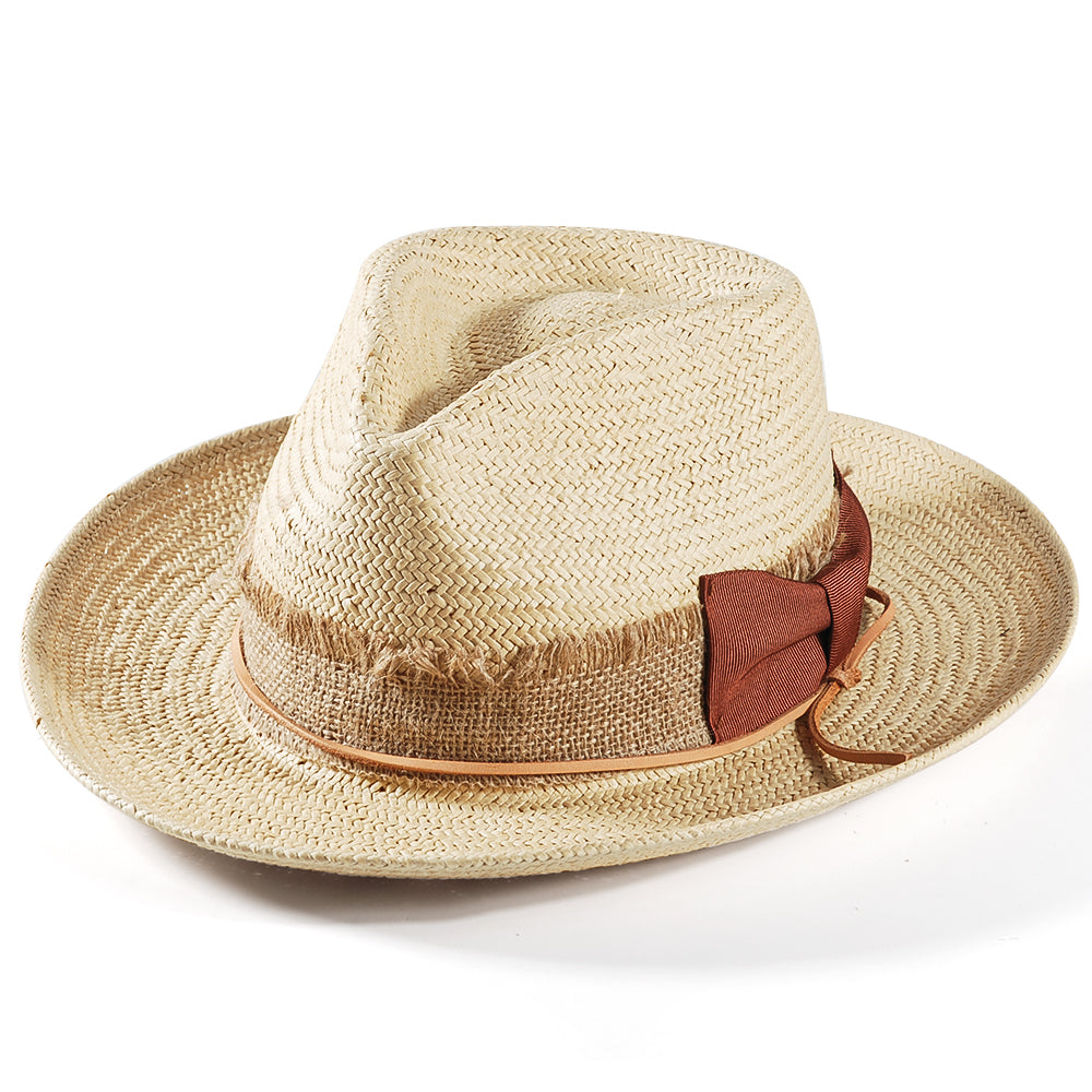 Geoffery Straw Fedora Hat – Beige (Includes All The Accessories)