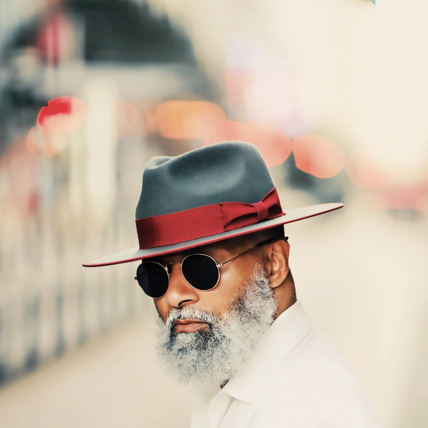 Ferguson Fedora Hat - Slate + Burgundy