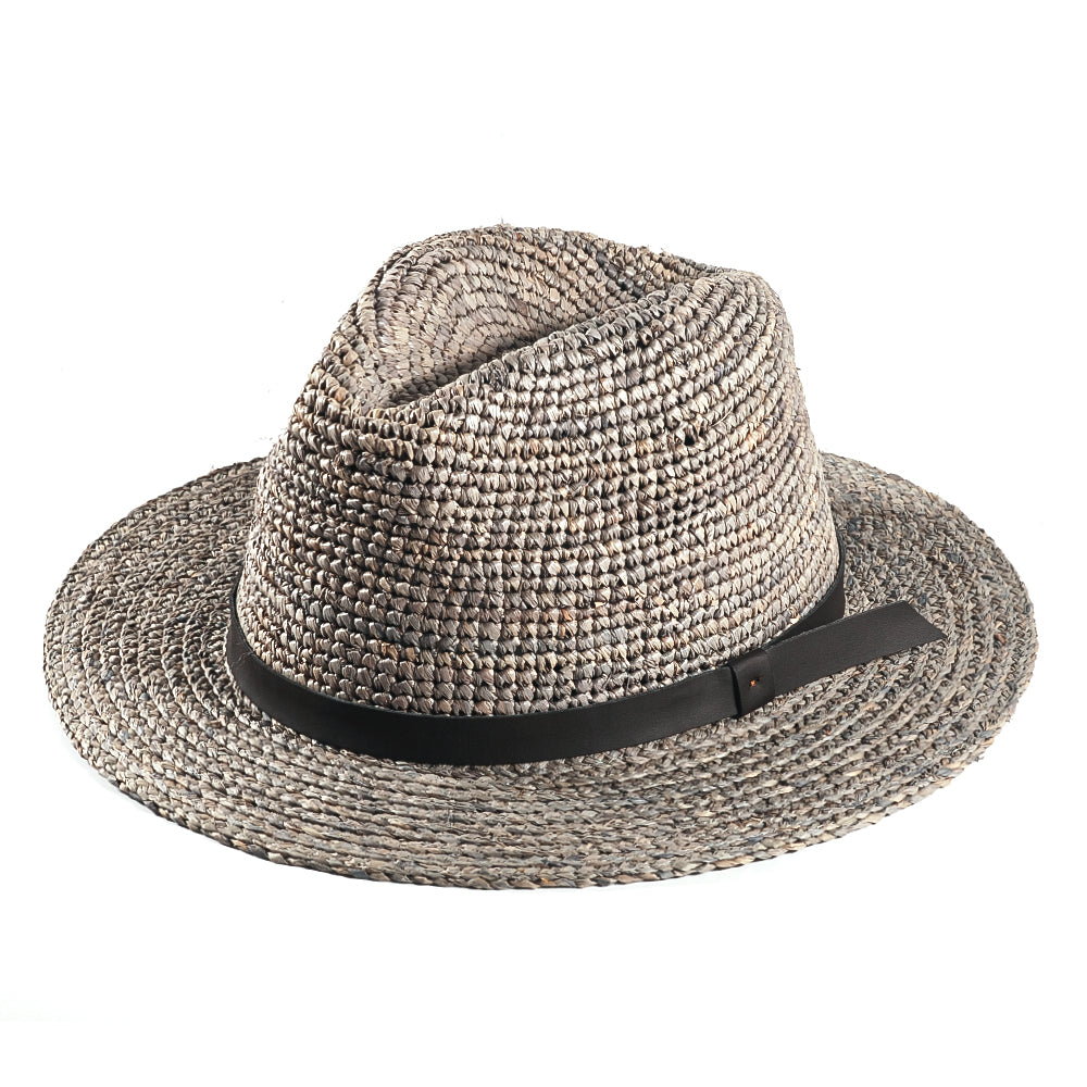 Handcrafted Fedora Straw Hat-Gray