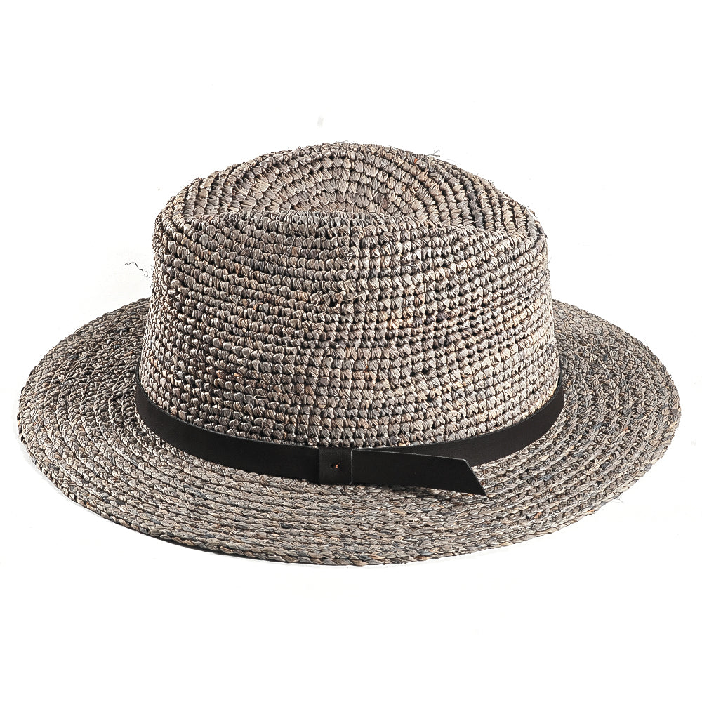 Handcrafted Fedora Straw Hat-Gray