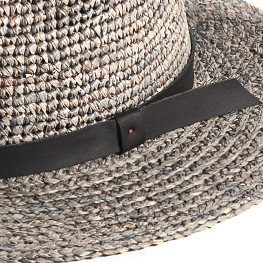 Handcrafted Fedora Straw Hat-Gray