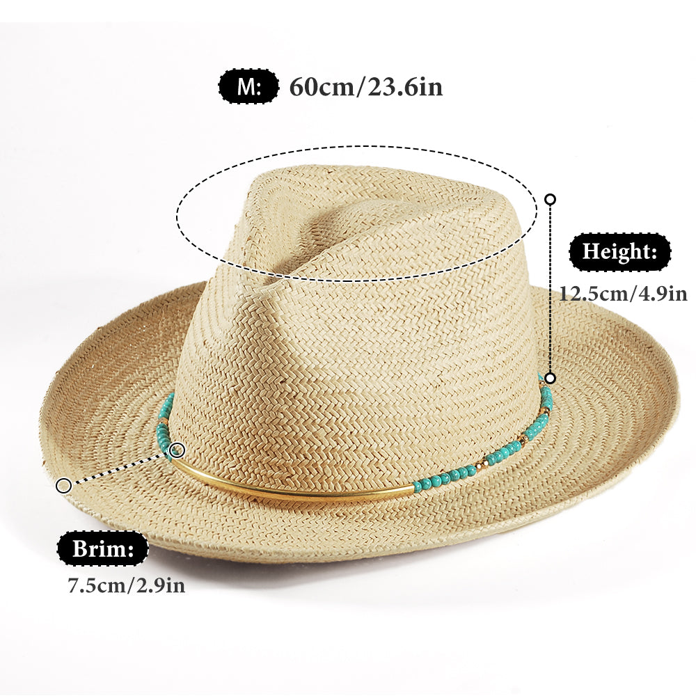 Geoffery Straw Fedora Hat – Beige(Includes All The Accessories)