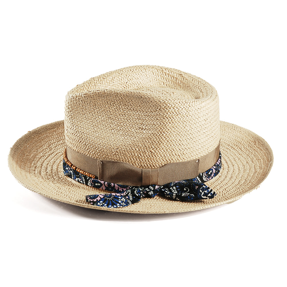 Geoffery Straw Fedora Hat – Beige (Includes All The Accessories)