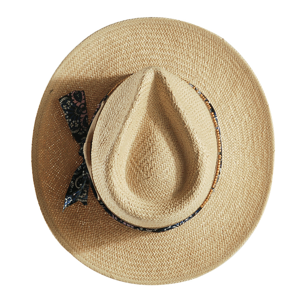 Geoffery Straw Fedora Hat – Beige (Includes All The Accessories)