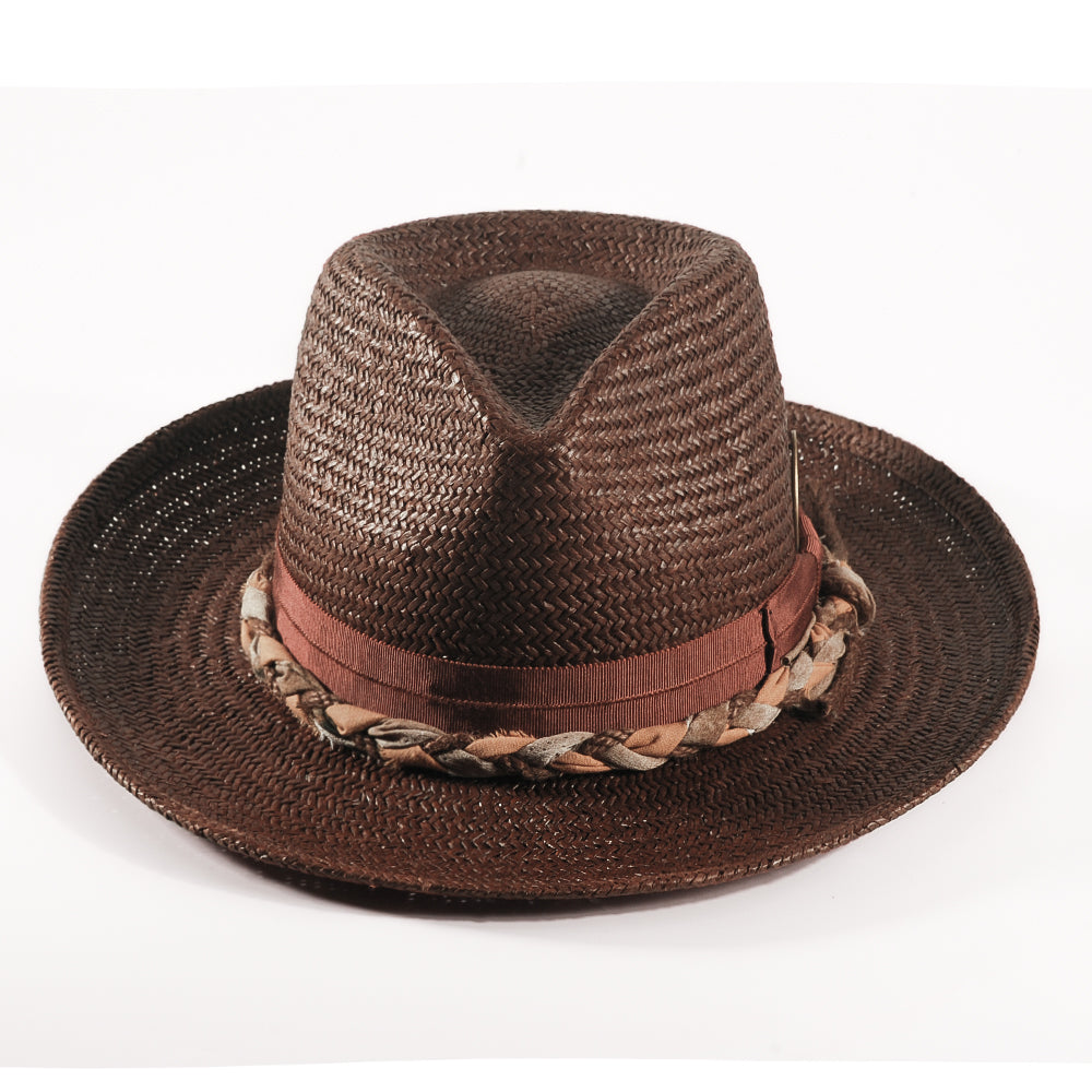 Geoffery Straw Fedora Hat – Toffee(Includes All The Accessories)