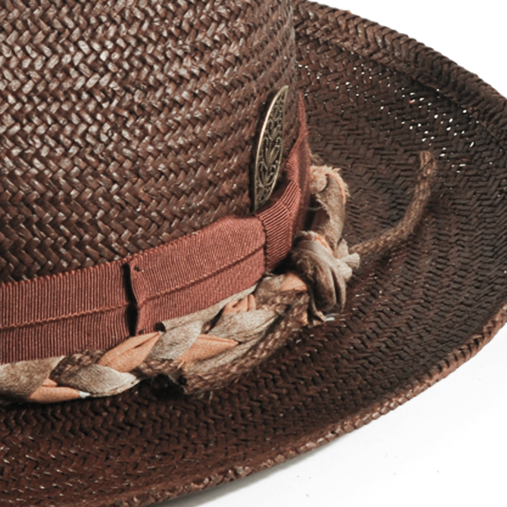 Geoffery Straw Fedora Hat – Toffee(Includes All The Accessories)