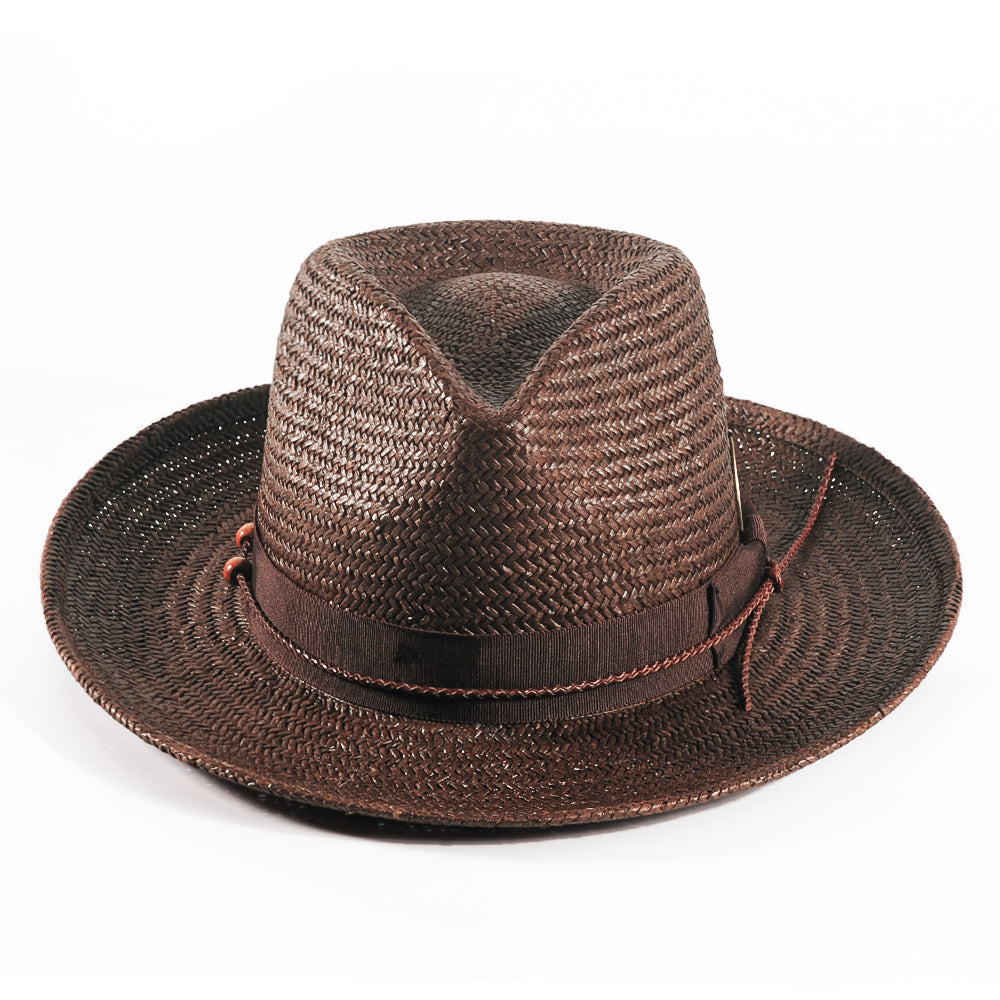 Geoffery Straw Fedora Hat – Toffee(Includes All The Accessories)