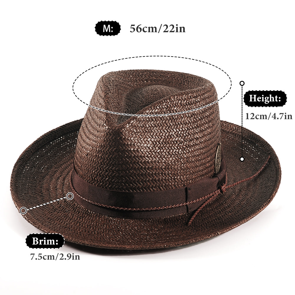 Geoffery Straw Fedora Hat – Toffee(Includes All The Accessories)